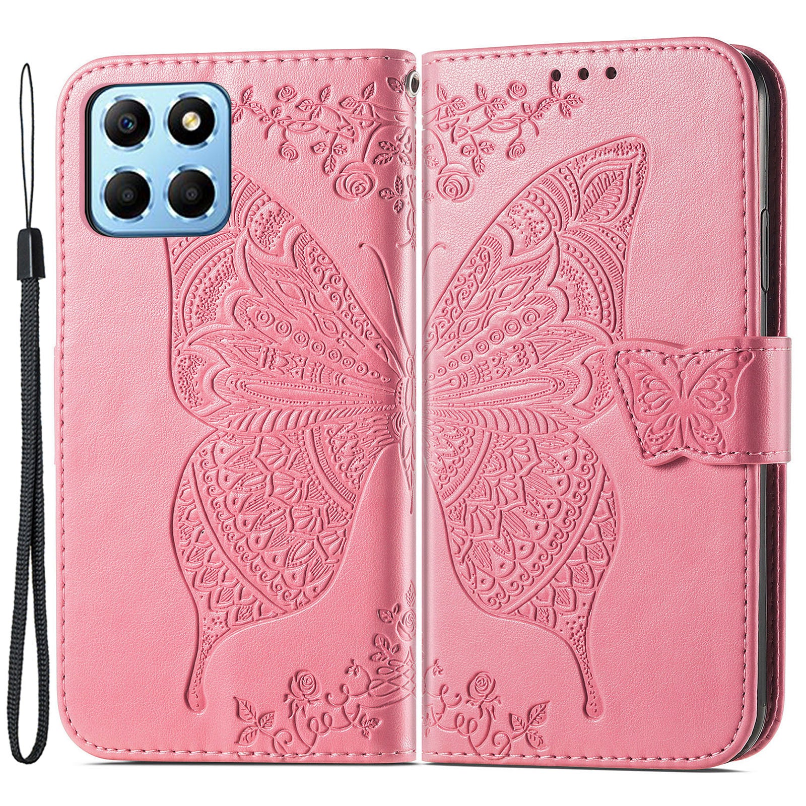 For Honor X8 5G PU Leather Protective Phone Case Imprinted Butterfly Pattern Shockproof Flip Phone Cover with Stand Wallet For Honor X8 5G PU Leather Protective Phone Case Imprinted Butterfly Pattern Shockproof Flip Phone Cover with Stand Wallet